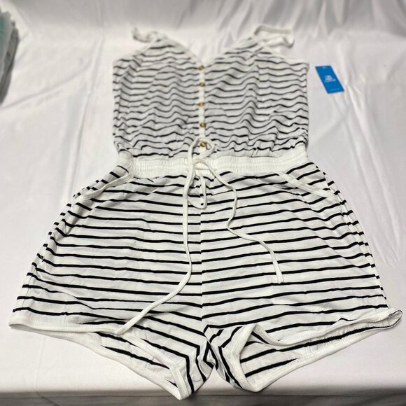 Striped Drawstring Cami Romper - Picture 3 of 4